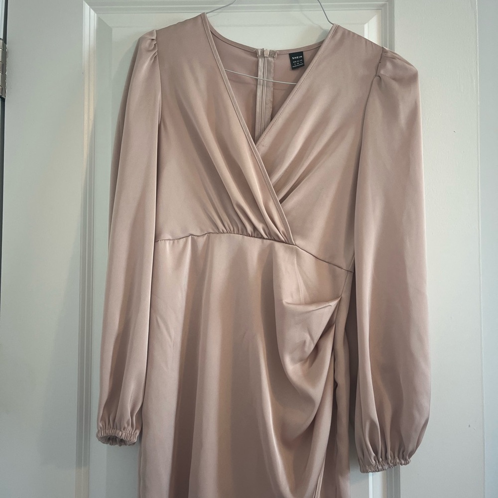 SHEIN Elegant Blush Long Sleeve Dress